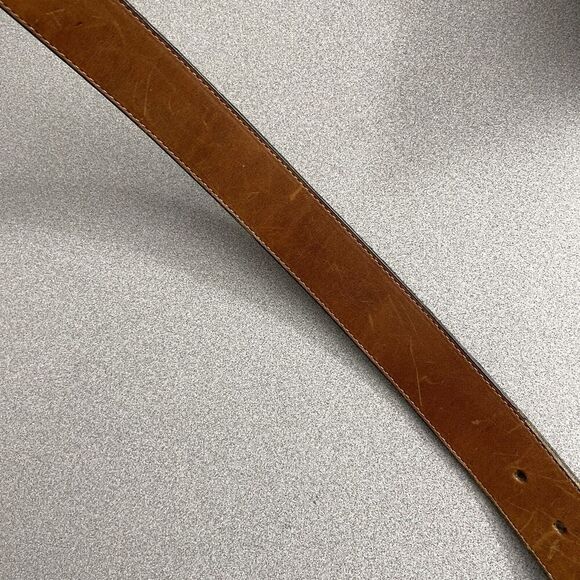 Vtg Another Line Leather Belt Brown Distressed 1.5" Made in USA Copper? Buckle - Picture 5 of 10